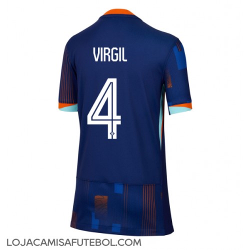 Camisa de Futebol Holanda Virgil van Dijk #4 Equipamento Secundário Mulheres Europeu 2024 Manga Curta